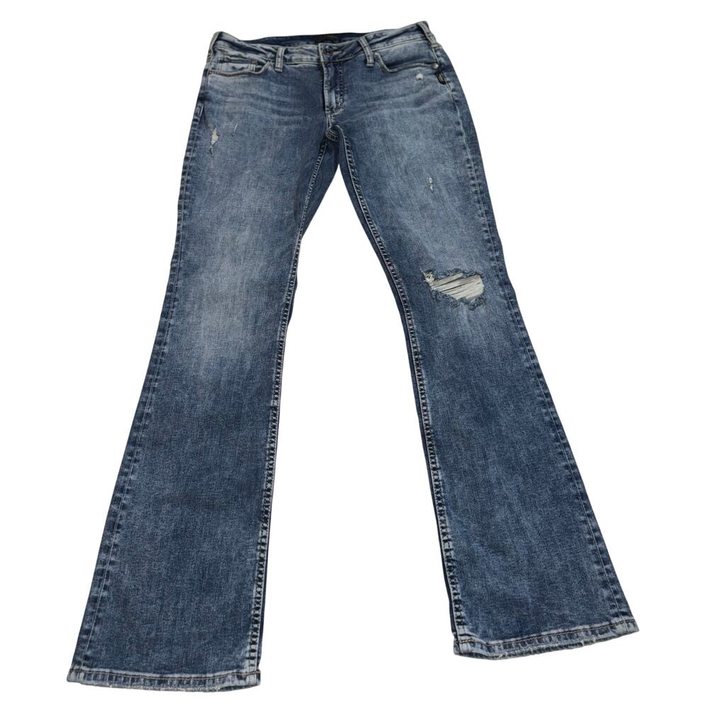 Silver jeans women’s suki slim boot distressed blue jeans